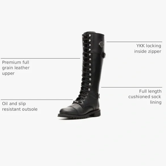 Harley-Davidson Leather Boots Beechwood Motorcycle Size 8 Size Tall Riding Boots - Picture 14 of 16